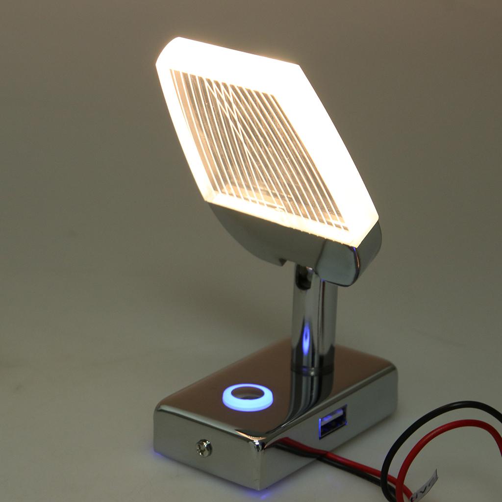 LED Reading Light Touch Control Dimmable Marine Boat RV USB Port Adjustable