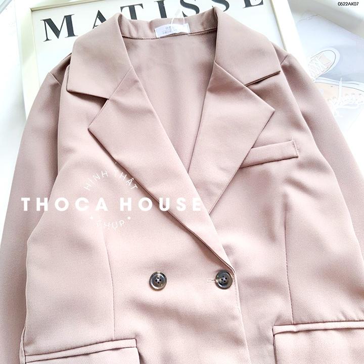 Áo blazer khoác vest công sở túi nấp 4 nút trơn THOCA HOUSE đen, nude, nâu, mặc đi làm phối đồ xinh