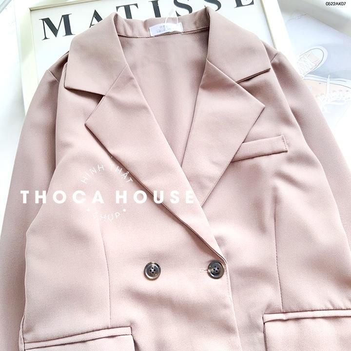 áo blazer khoác vest công sở túi nấp 4 nút trơn THOCA HOUSE đen, nude, nâu, mặc đi làm phối đồ xinh