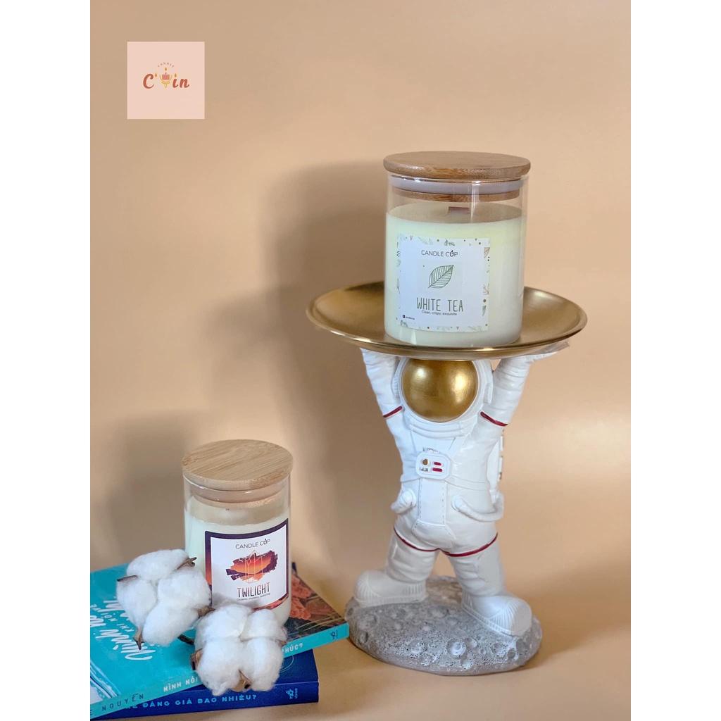 Tượng Gấu, Phi Hành Gia, Monkey kèm khay tròn - Đế nến Tượng đỡ khay decor để bàn trang trí dễ thương