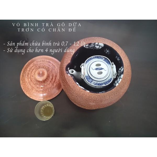 Bộ Giữ Ấm Bình Trà Gỗ Dừa Nguyên Khối Chân Đế Liền Sang Trọng- Tôn Vinh Nét Đẹp Gỗ Dừa - Bình Trà 700 - 800ml
