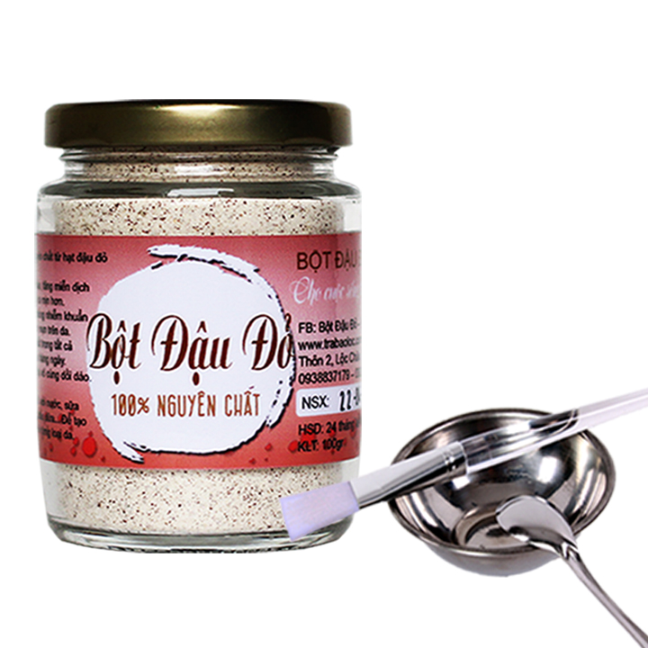 Bột Đậu Đỏ Nguyên Chất Vũ Gia (100g/hũ) + Tặng Bộ Pha Chế Đắp Mặt Nạ Inox