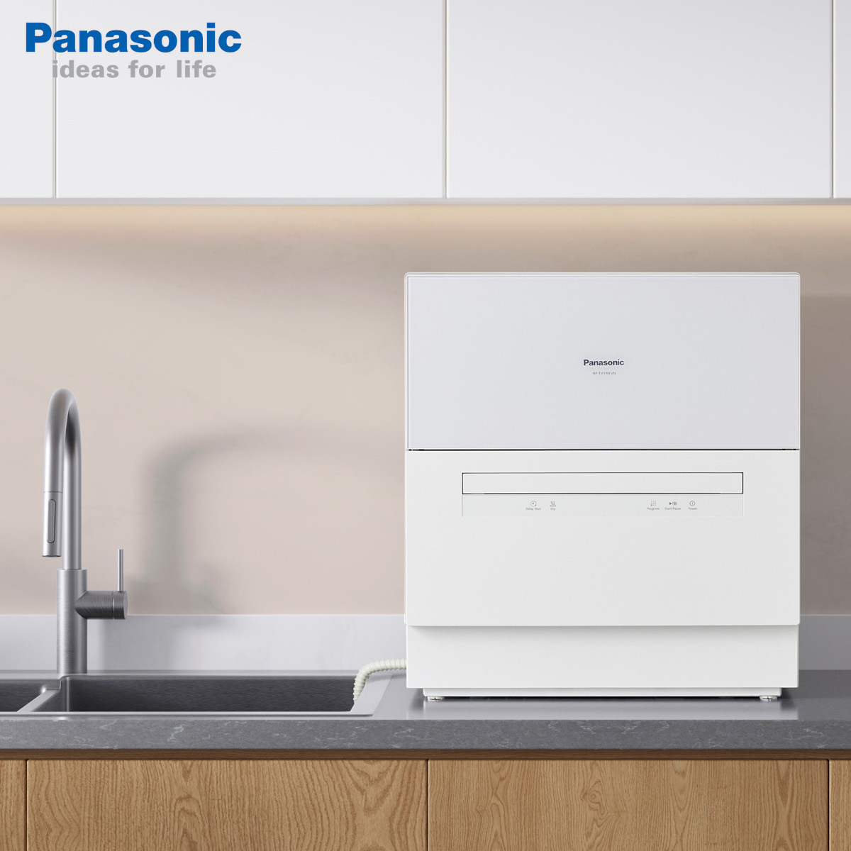 Máy rửa chén bát để bàn Nhật Bản Panasonic NP-TH1WEVN có chức năng sấy khô, bảo hành 12 tháng - Hàng chính hãng