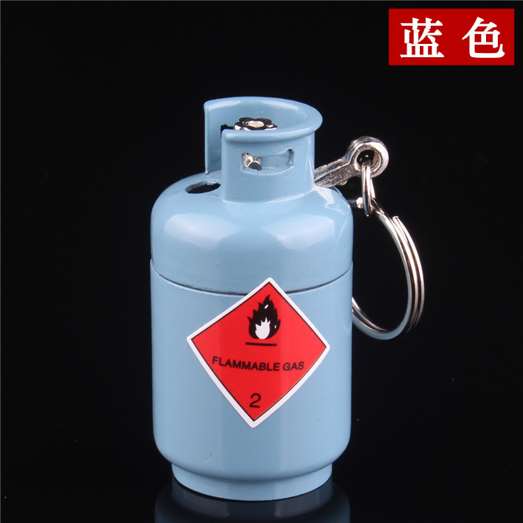 Hột quẹt bật lửa móc khóa hình bình gas (kim loại) - (xài gas)