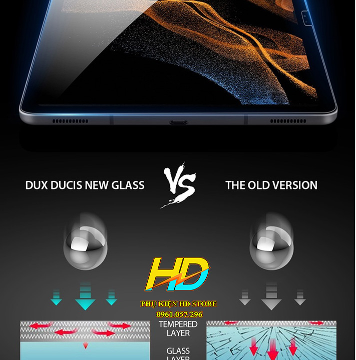 Dán màn Hình Kính Cường Lực Cho SamSung Tab S8 Ultra Chính Hãng Glass Pro Chống Vỡ, Chống Xước, Chống Va Đập, Đỡ Vân Tay, Độ Cứng 9H - Hàng Chính Hãng