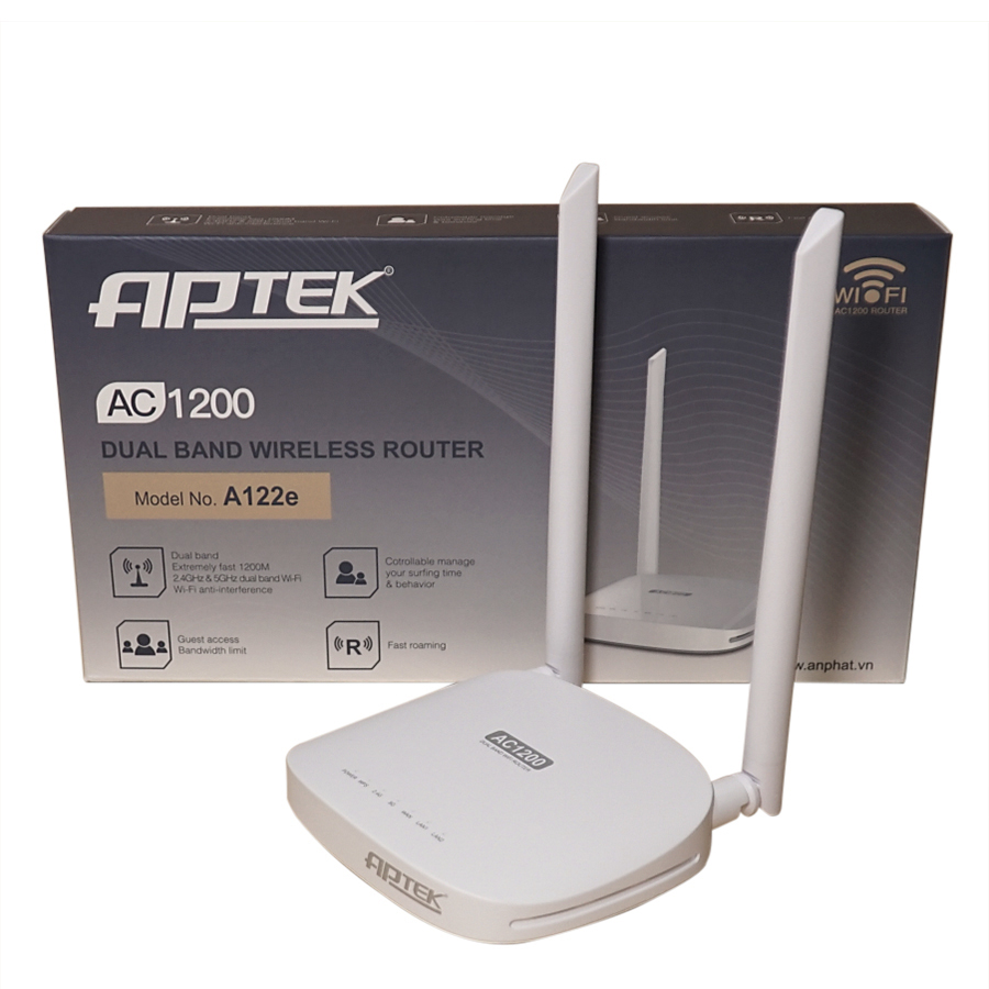Router Wifi Băng Tầng Kép AC1200 APTEK A122e - Hàng Chính Hãng