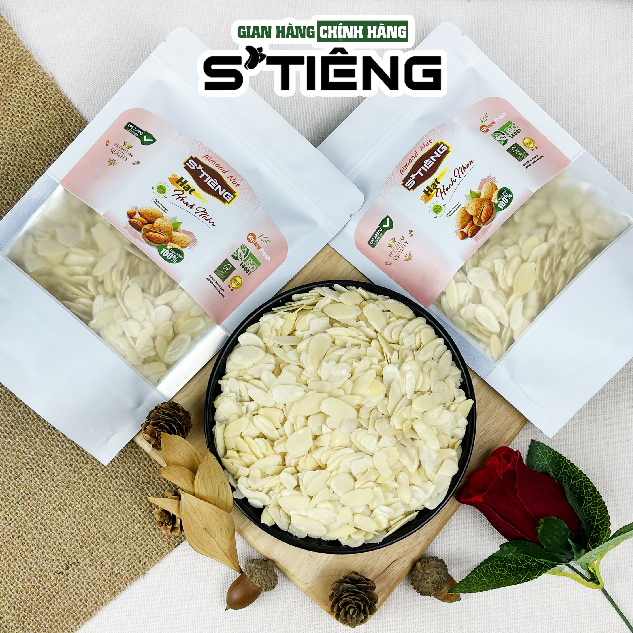 250Gr Hạt Hạnh Nhân Cắt Lát S'TIÊNG Làm Sữa Làm Bánh