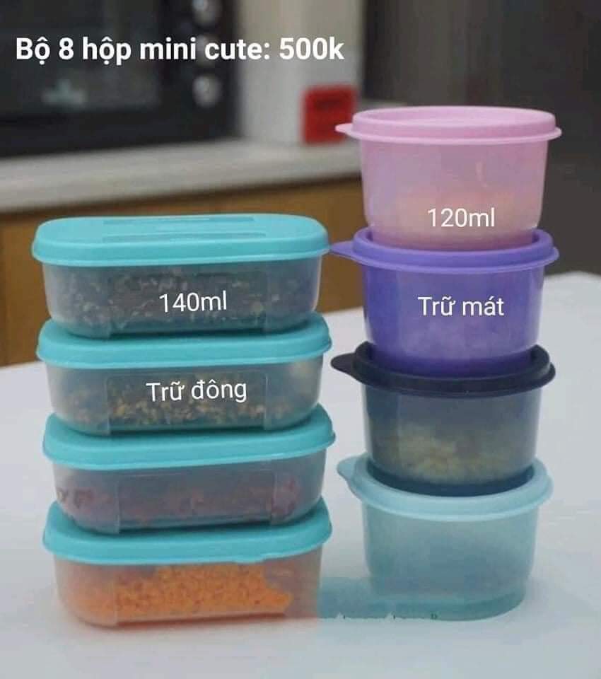 Bộ hộp đựng thực phẩm ăn dặm cho bé Tupperware Mini Cutie 8 hộp - nhựa nguyên sinh an toàn cho bé