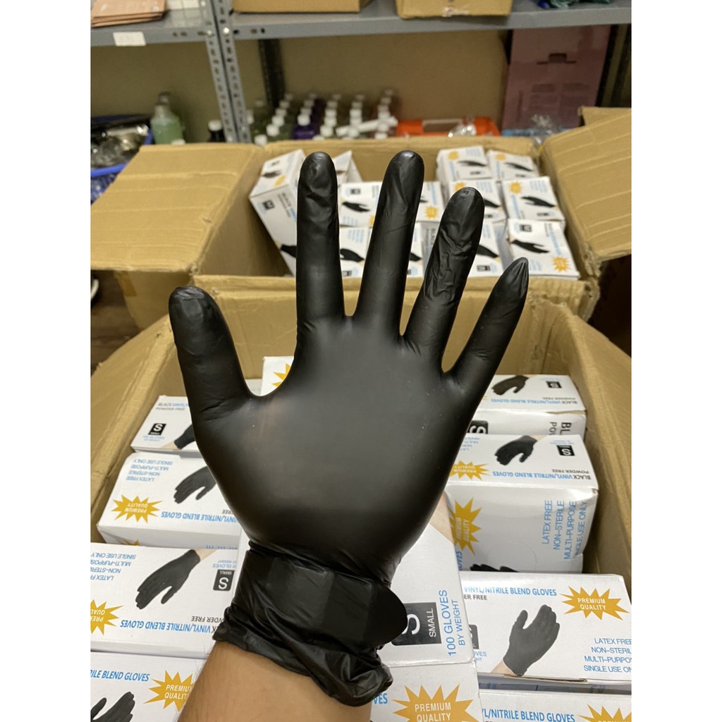 Găng tay cao su đen không bột siêu dẻo dai dùng trong spa và y tế