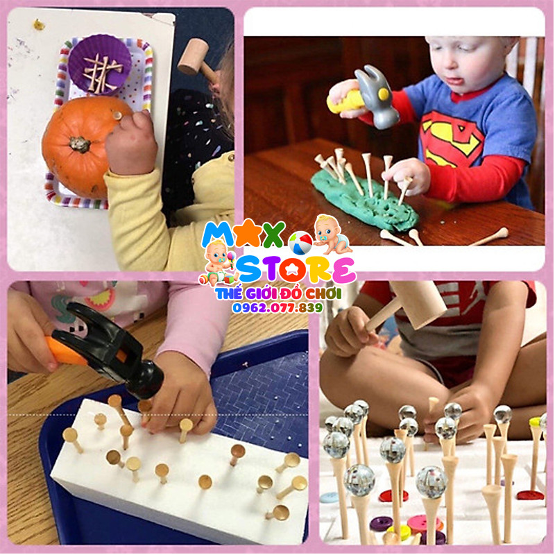 Set Đồ Chơi Búa và 20 Đinh Gỗ Rèn Luyện Khéo Léo, Tính Tập Trung