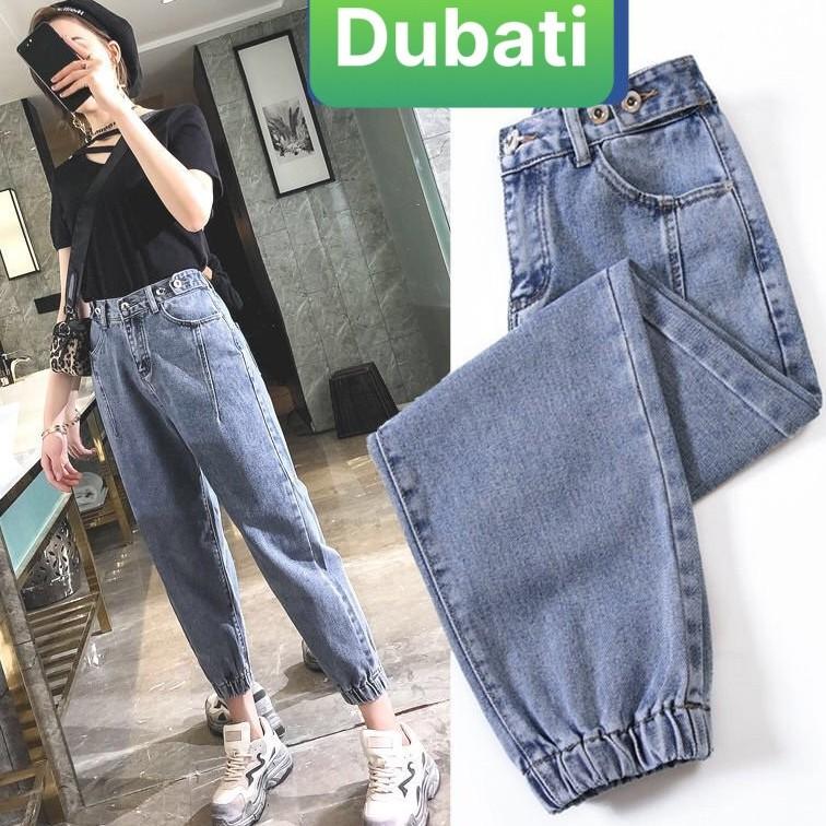QUẦN BAGGY JEAN NỮ CHẤT BÒ LƯNG THUN XANH TÚM GẤU CO GIÃN  CAO CẤP DB-335 DUBATI FASHION