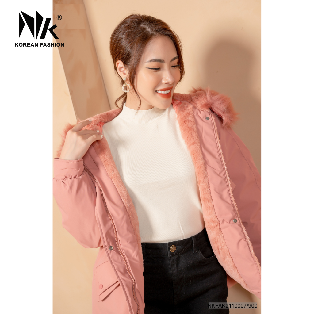 Áo Khoác Phao Nữ NK Fashion NKFAK2110007 Dáng Ngắn Nắp Túi Kép Tiện Lợi, Chất Liệu Phao Hàn, Mềm Mịn Dày Dặn, Giữ Nhiệt Tốt, Hiện Đại