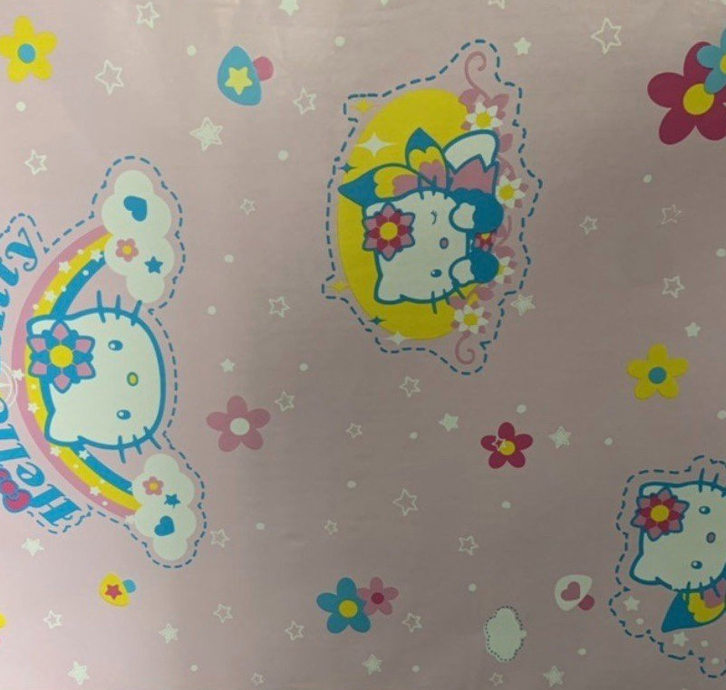 Combo Cuộn 10 Mét Dài Decal dán tường kitty cầu vòng khổ 45cm có keo sẵn