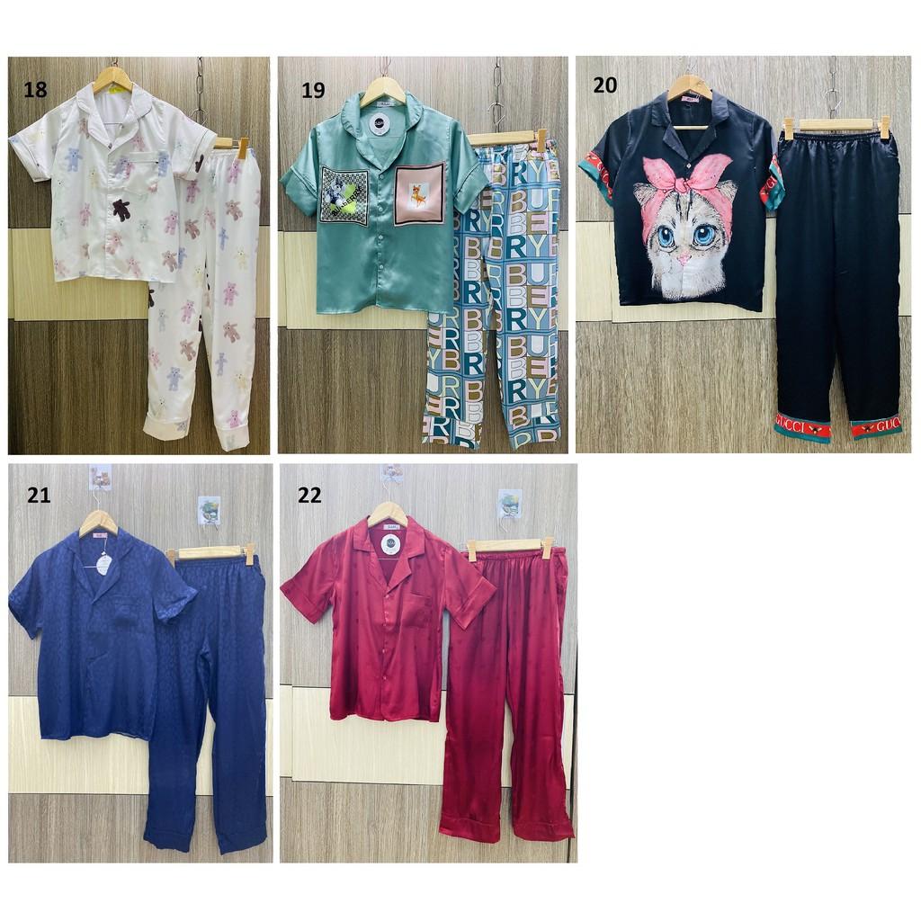 Đồ Pijama Lụa Latin - Satin Cao Cấp - Tay Ngắn Quần Dài (Loan) (P1)