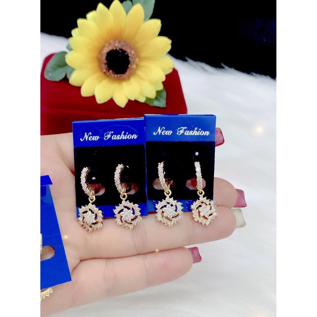 Bông tai nữ xi dát vàng 18k cao cấp