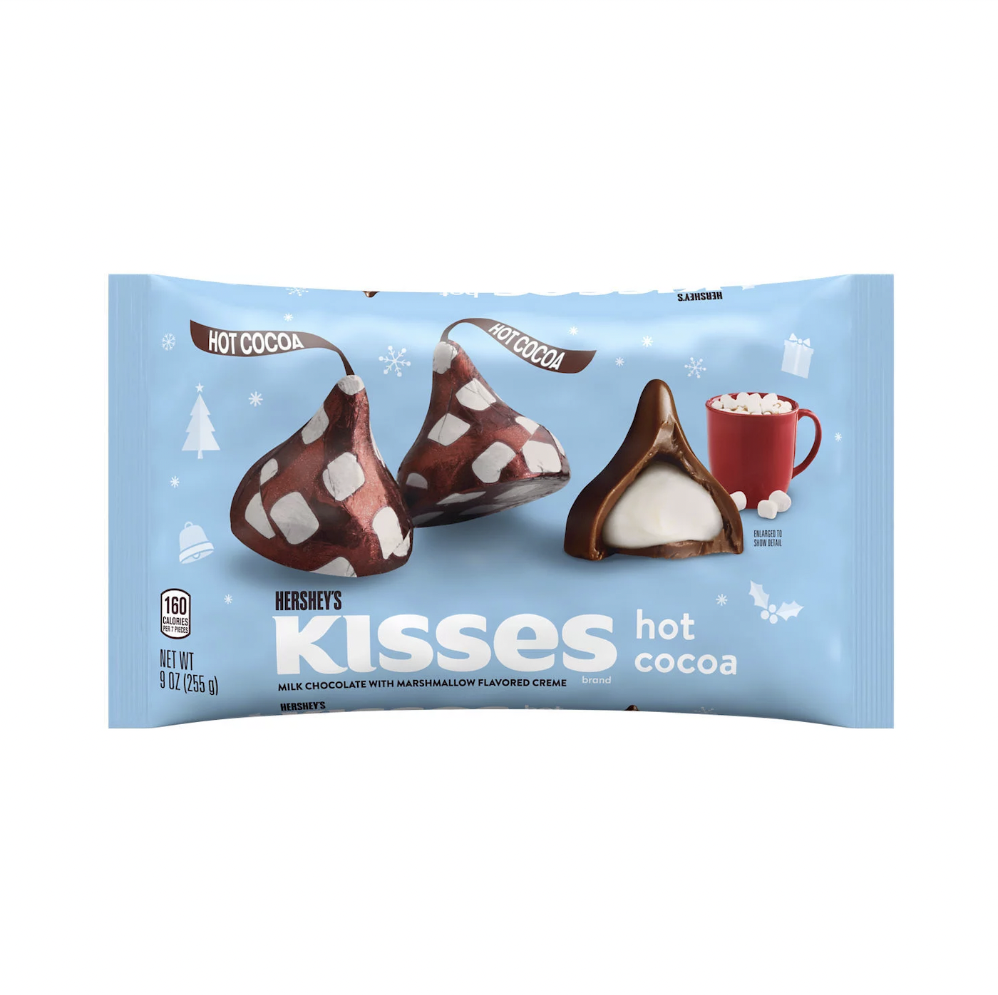 TÚI 255g SOCOLA SỮA MARSHMALLOW Her-shey's Kisses - Hot Cocoa Milk Chocolate, Christmas - MẪU GIÁNG SINH (9oz)