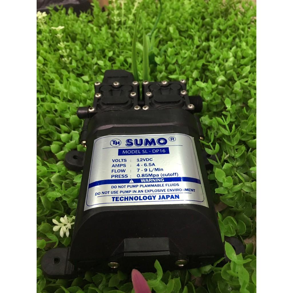 Máy bơm đôi SUMO tăng áp lực nước mini 12V 120W Lưu lượng 9L/phút,tặng kèm ren 17mm và nối 12 ra 8