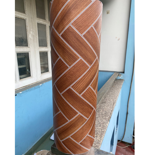 5 mét decal giấy dán nền dán sàn mẫu GỖ CHÉO VÀNG
