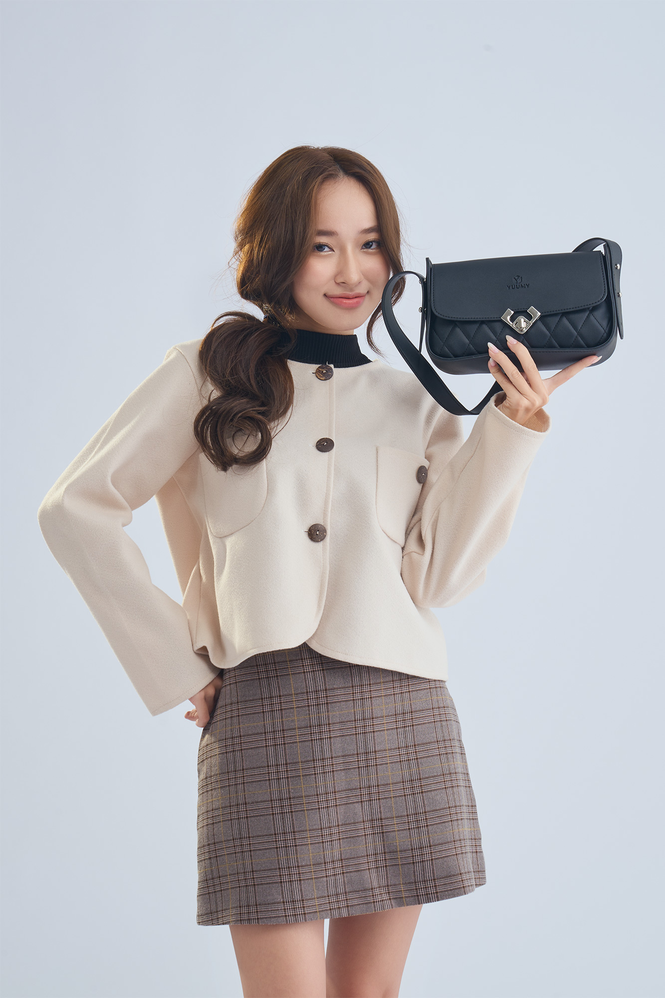 Túi Yuumy ( Thời trang nữ hình chữ nhật khóa cài kim loại size 23 - Túi đeo vai da Seasand YN234 )