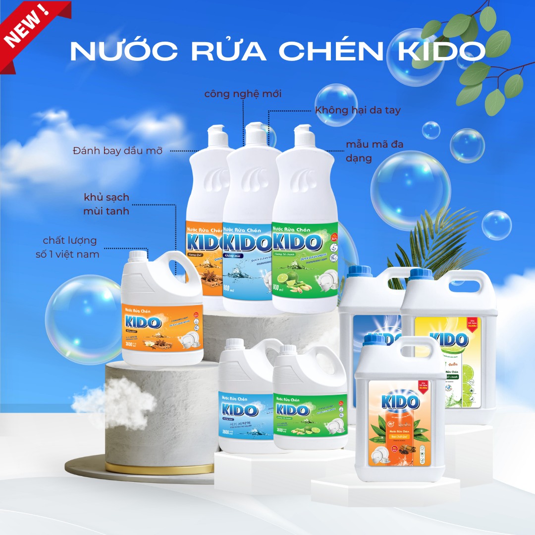 Nước Rửa Chén KIDO Không Mùi 2,1 Lít - Sạch Sẽ, An Toàn, Không Lo Hóa Chất