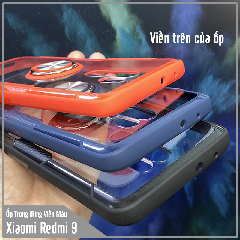 Ốp lưng cho Xiaomi Redmi 9 Trong Suốt Chống Sốc iRing Viền Màu