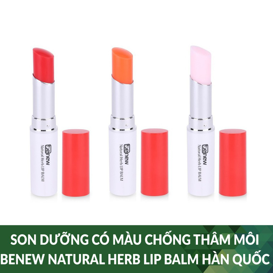 Son dưỡng có màu chống thâm môi, dưỡng môi căng mọng Benew Natural Herb Lip Balm tặng móc khóa