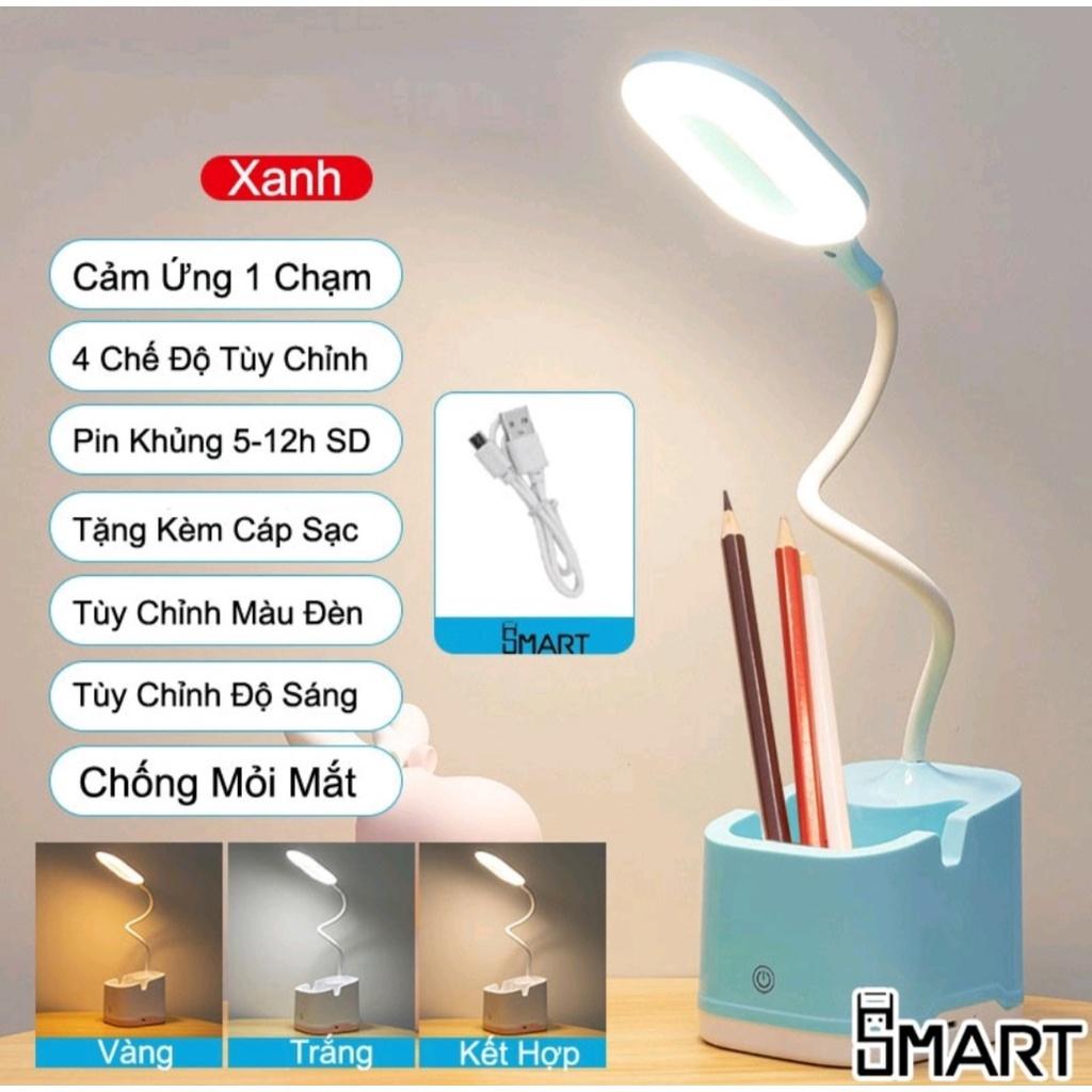 Đèn Bàn Học Đọc Sách Led 3 Chế Độ Sáng Bảo Vệ Mắt, Thiết Kế Kết Hợp Hộp Bút Và Giá Để Điện Thoaị