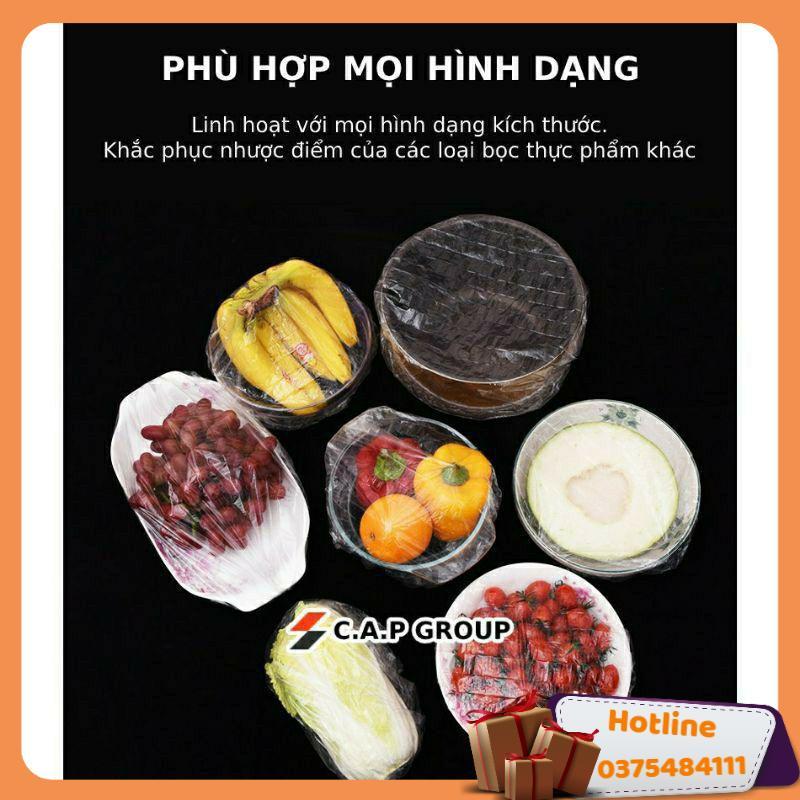 Set 100 Màng Bọc Thực Phẩm Túi Gấu Có Chun Co Giãn Tái Sử Dụng - Hàng Loại 1