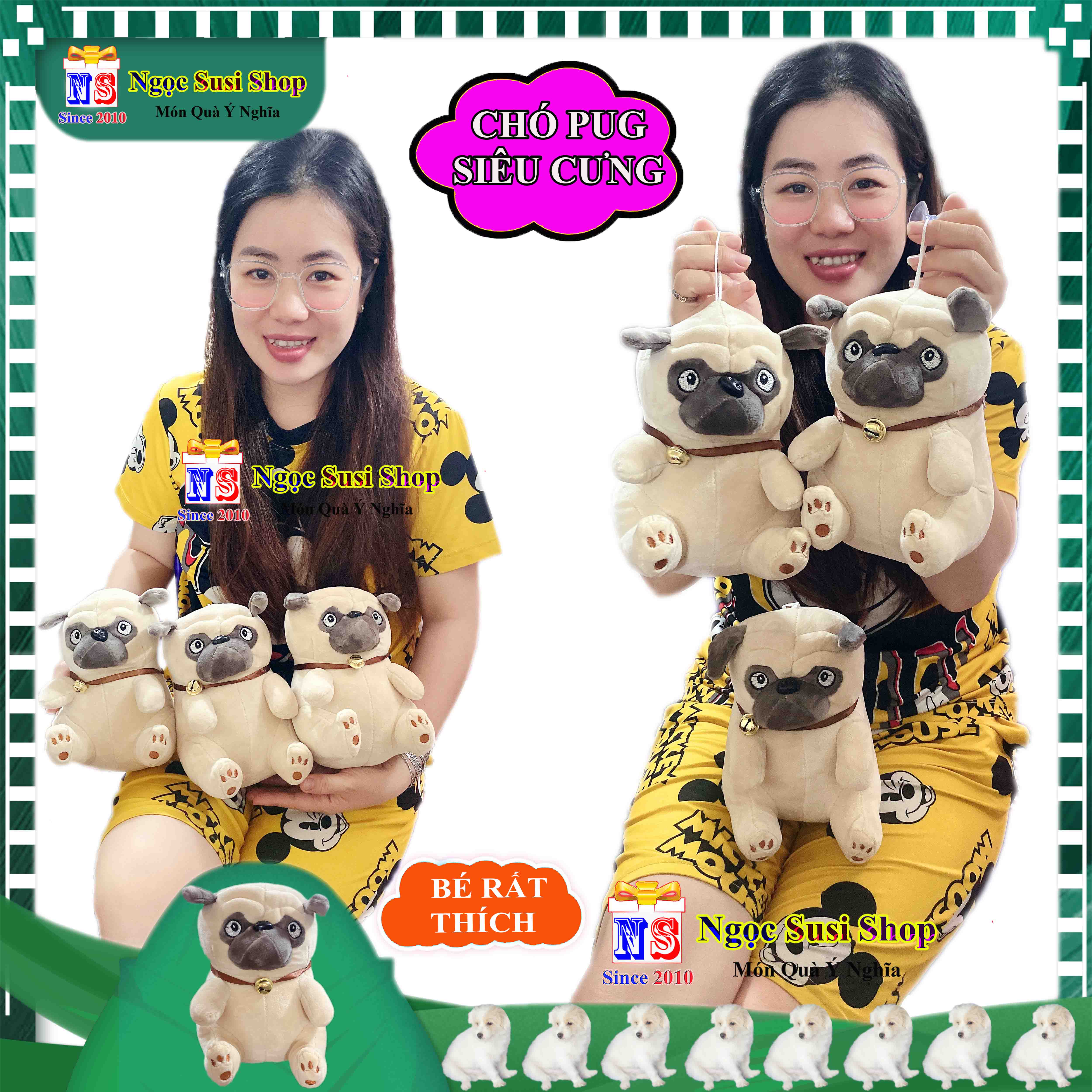 [MẪU MỚI] THÚ BÔNG CON CHÓ PUG DOG SIÊU CƯNG CHO BÉ RẤT DỄ THƯƠNG - GẤU BÔNG CHÓ PUG