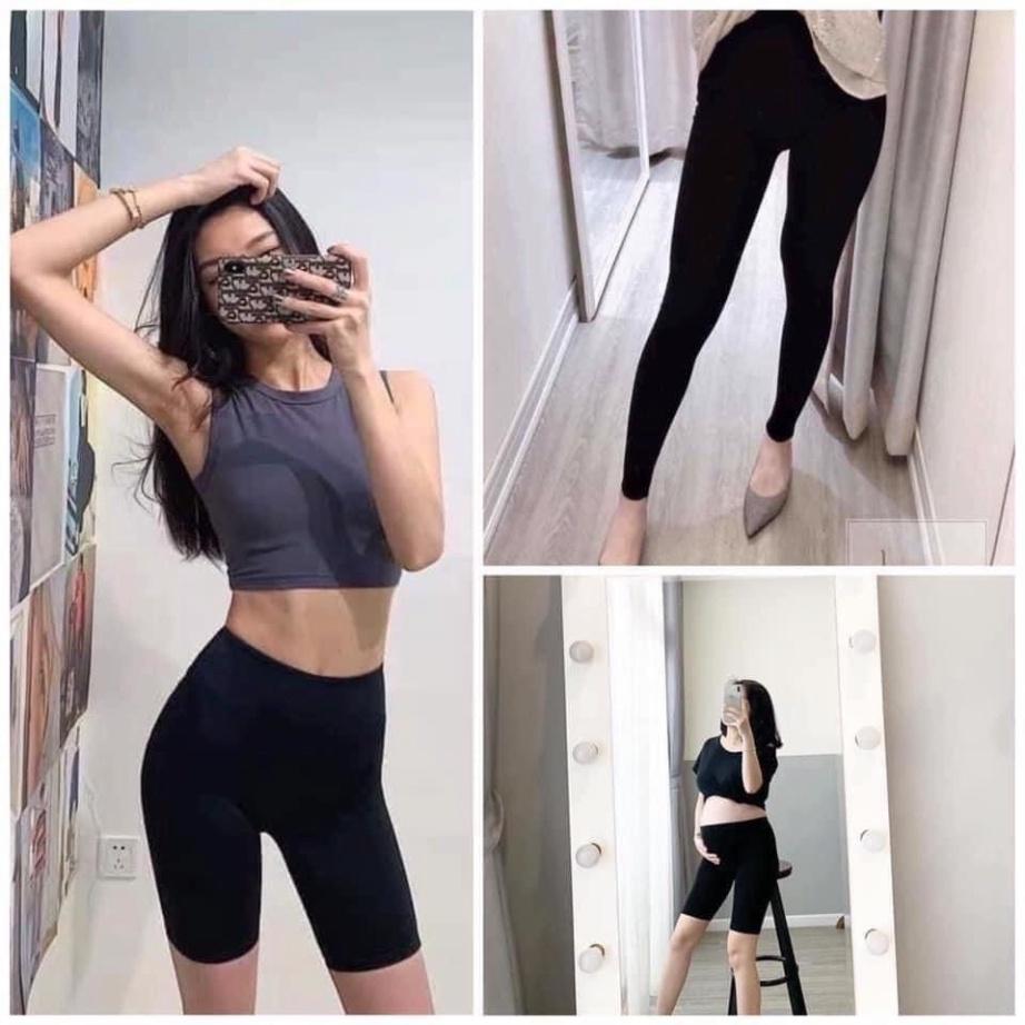 Quần legging thái cuộn tím nhiều dáng hàng đẹp, Quần legging ngố nâng mông siêu hot siêu đẹp 2021