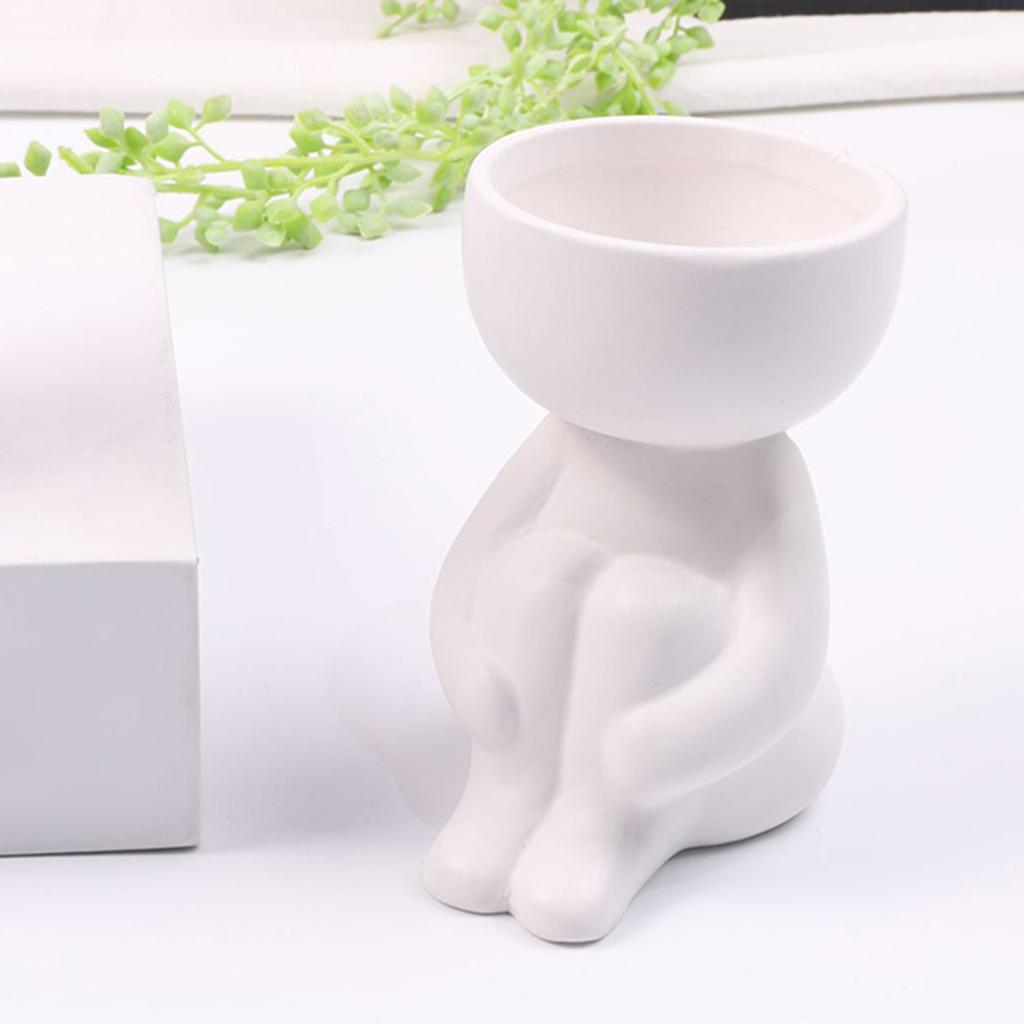 2Pcs Ceramic Succulent Pot Vase Indoor Planters Crafts Bar Ornaments Statue