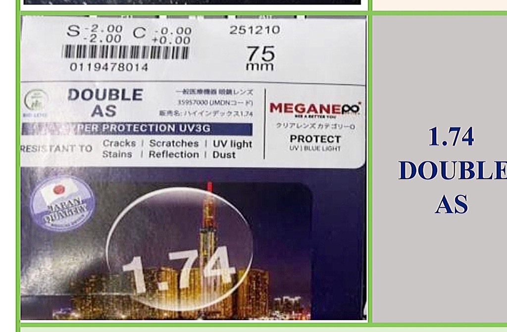 Tròng viscare siêu mỏng 1.74 cận/viễn/loạn chống ánh sáng xanh chính hãng mắt kính OURESS