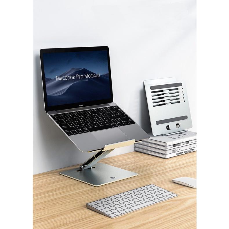 Kệ đỡ Laptop nhôm cao cấp dùng làm đế đỡ dành cho macbook, laptop, ipad. Tùy chỉnh được góc nhìn 180độ và độ cao