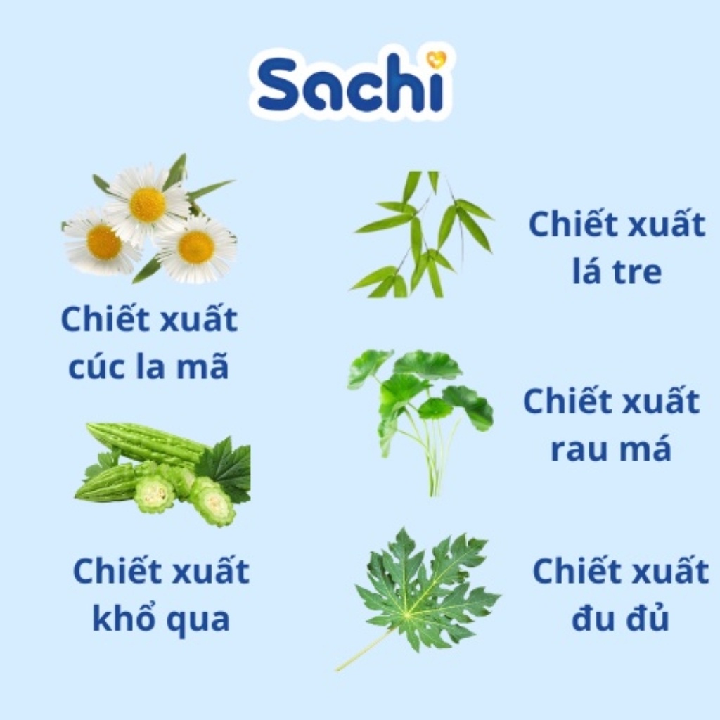 Nước tắm thảo dược SACHI dịu mát da, phòng rôm sảy, mẩn ngứa, hăm tã, bảo vệ làn da cho bé (Dạng gói)