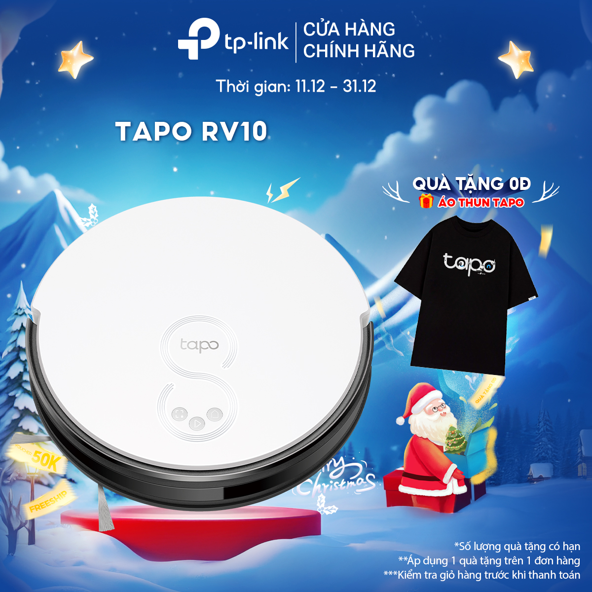 Robot Hút Bụi Và Lau Nhà Tp - Link Tapo Rv10 - Hàng Chính Hãng