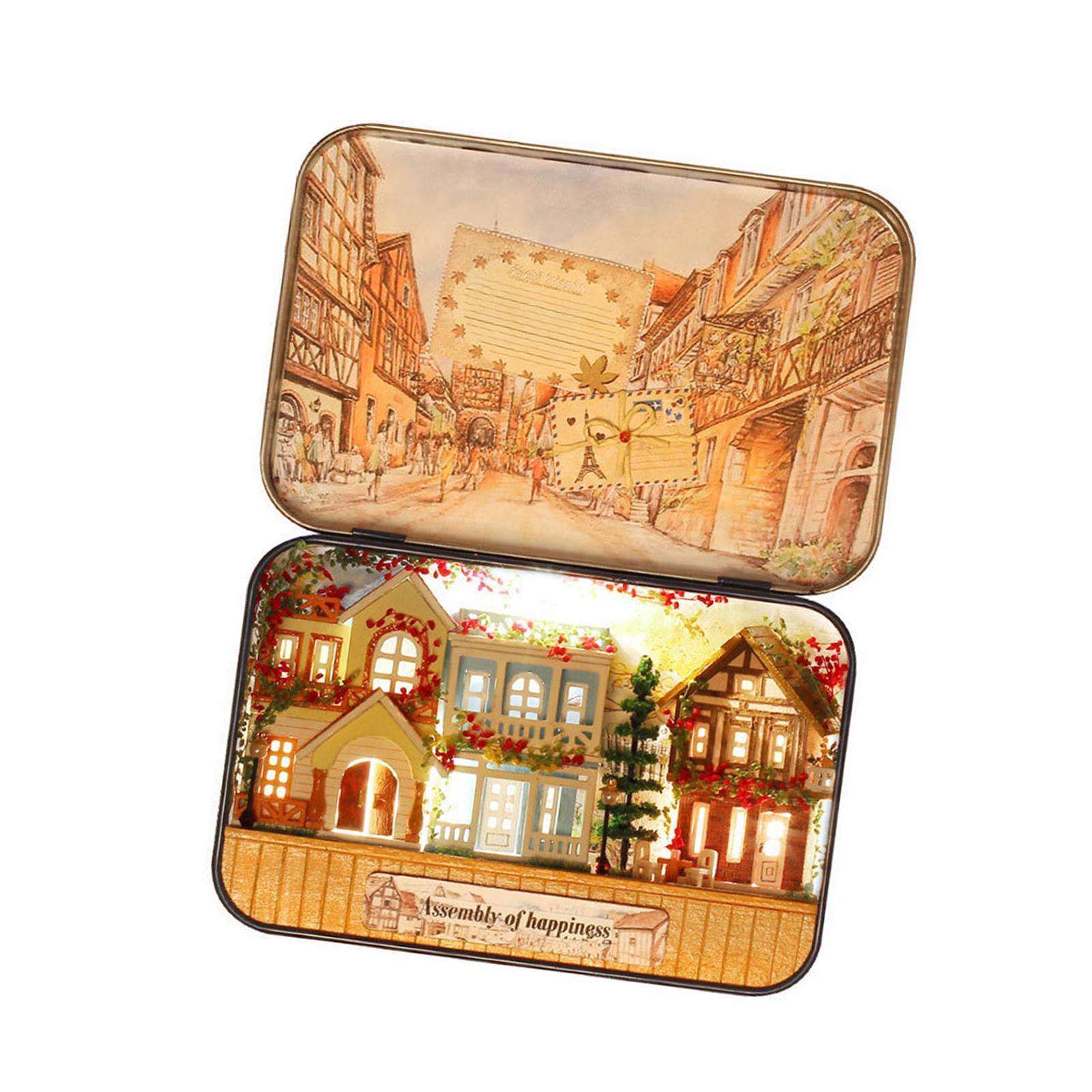 Wooden Dollhouse House Kit with Lights DIY Puzzle Toys Creative Room Romantic Dollhouse Decor Accessory for Kids Women Friends Adults