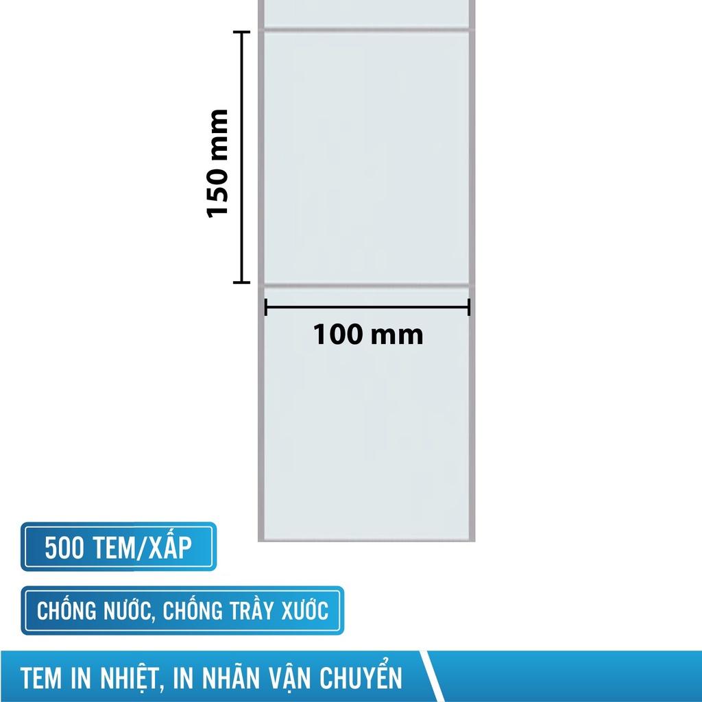 Giấy in nhiệt tem in nhiệt có sẵn keo tem vận đơn TMĐT khổ 100x150mm 500 tem/xấp