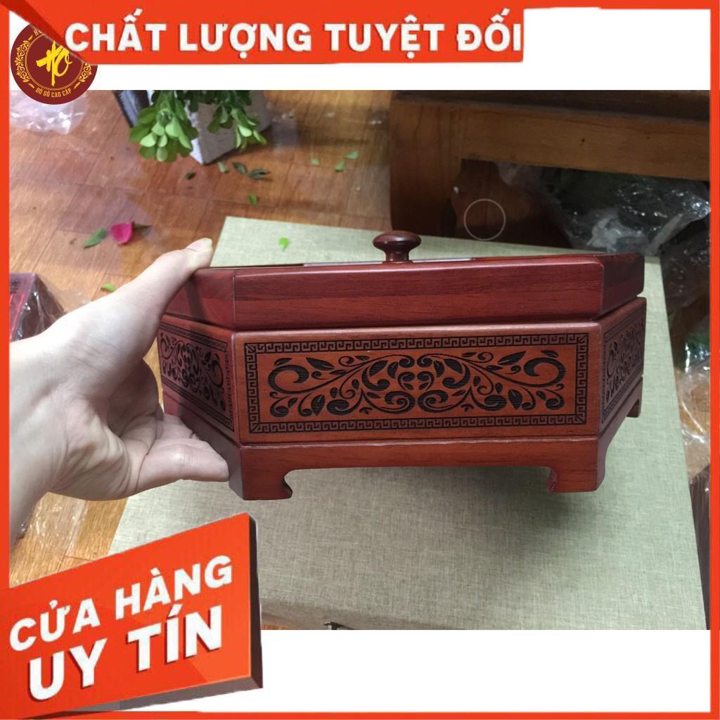 Khay bánh kẹo lục giác mặt kính sang trọng - GỖ HƯƠNG CAO CẤP