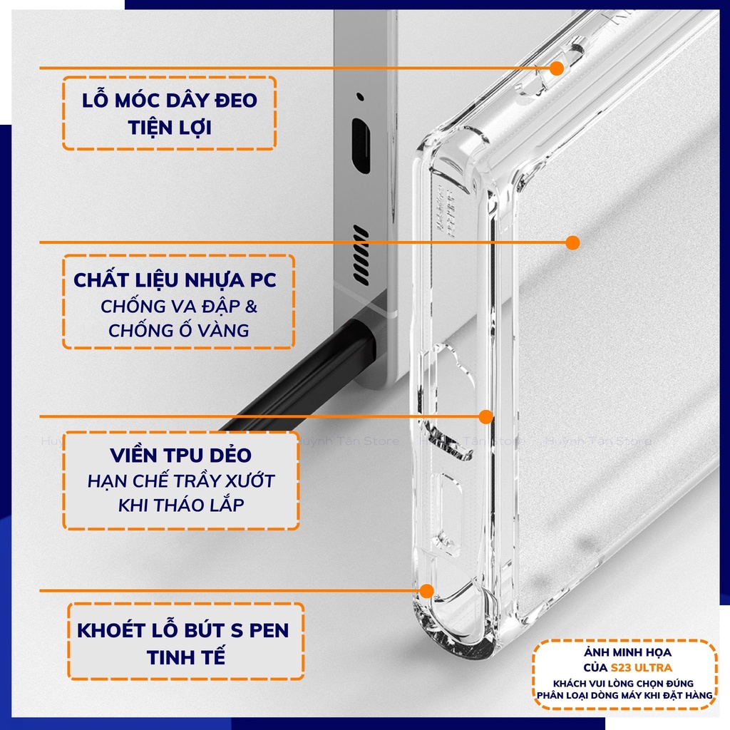 Ốp lưng s23 ultra s23 plus RINGKE chính hãng trong suốt chống sốc FUSION X chống ố vàng phụ kiện điện thoại huỳnh tân store - Hàng nhập khẩu