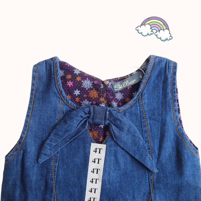 Váy Jean Bé Gái Thêu Hoa 100% cotton 20_23kg