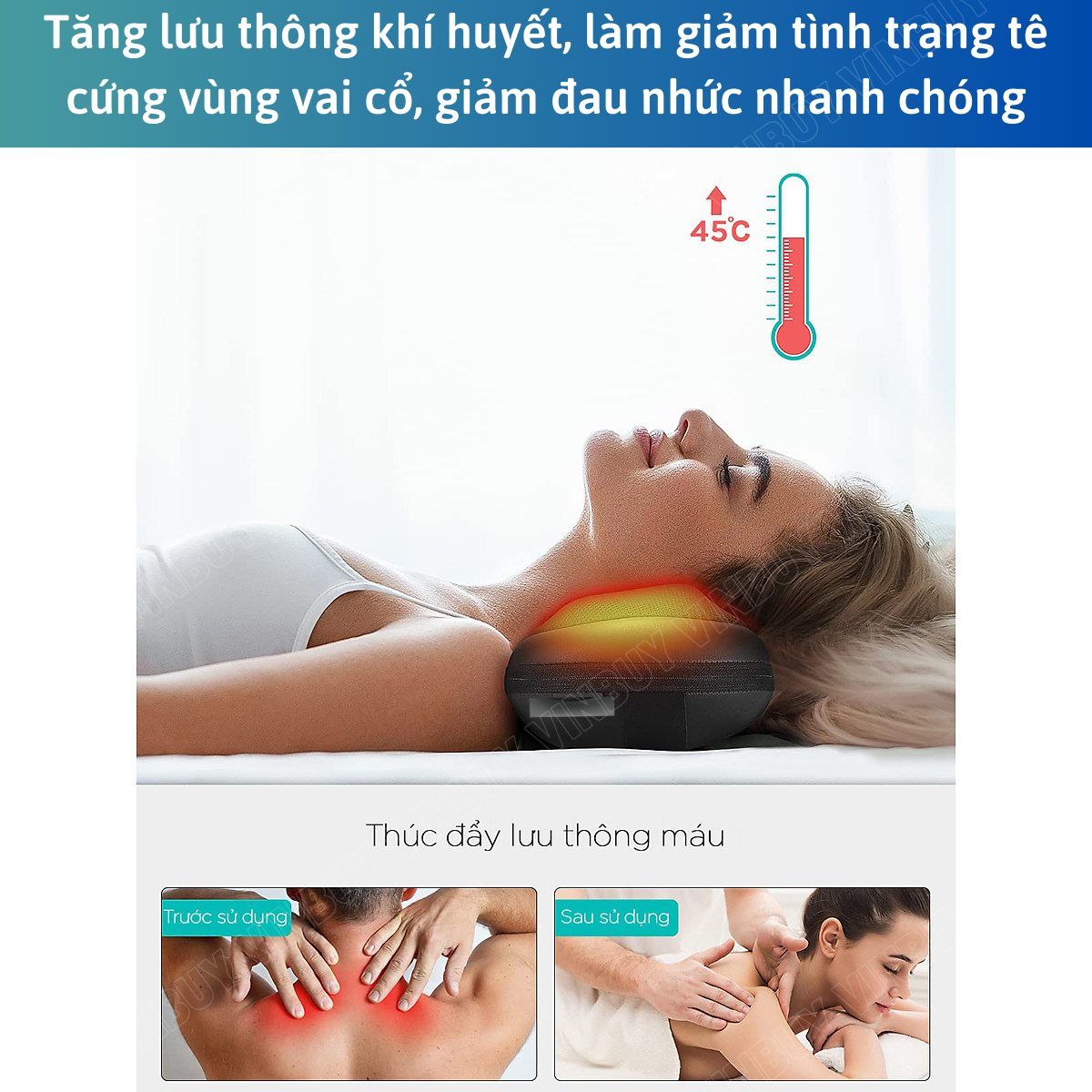 Gối Massage Cổ Vai Gáy Đa Năng - Máy Massage Toàn Thân Nhiệt Hồng Ngoại 2 Chiều - Mát Xa Chuyên Sâu Cho Cổ, Vai Gáy, Lưng Dưới, Đùi, Chân - Sử Dụng Tại Nhà, Văn Phòng, Trên Ô Tô - Quà Tặng Cho Bạn Bè, Người Thân - Chính Hãng - VinBuy