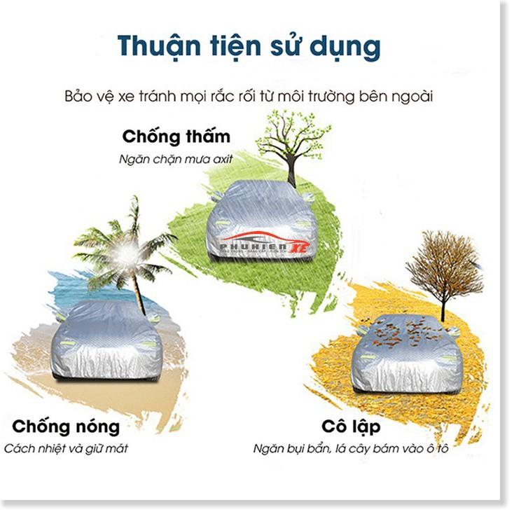 Bạt Phủ dành cho Ô Tô Kia Cerato CAO CẤP 3 LỚP Tráng Bạc Cách Nhiệt, Chống Nước, Chống Trộm Gương