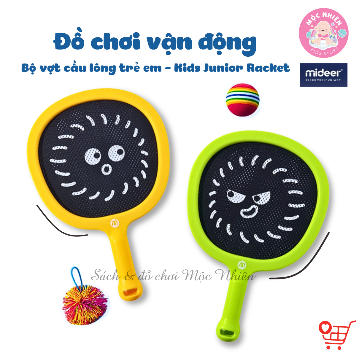 Vợt cầu lông trẻ em cho bé Mideer Kids Junior Racket 2in1, Đồ chơi thể thao cho bé