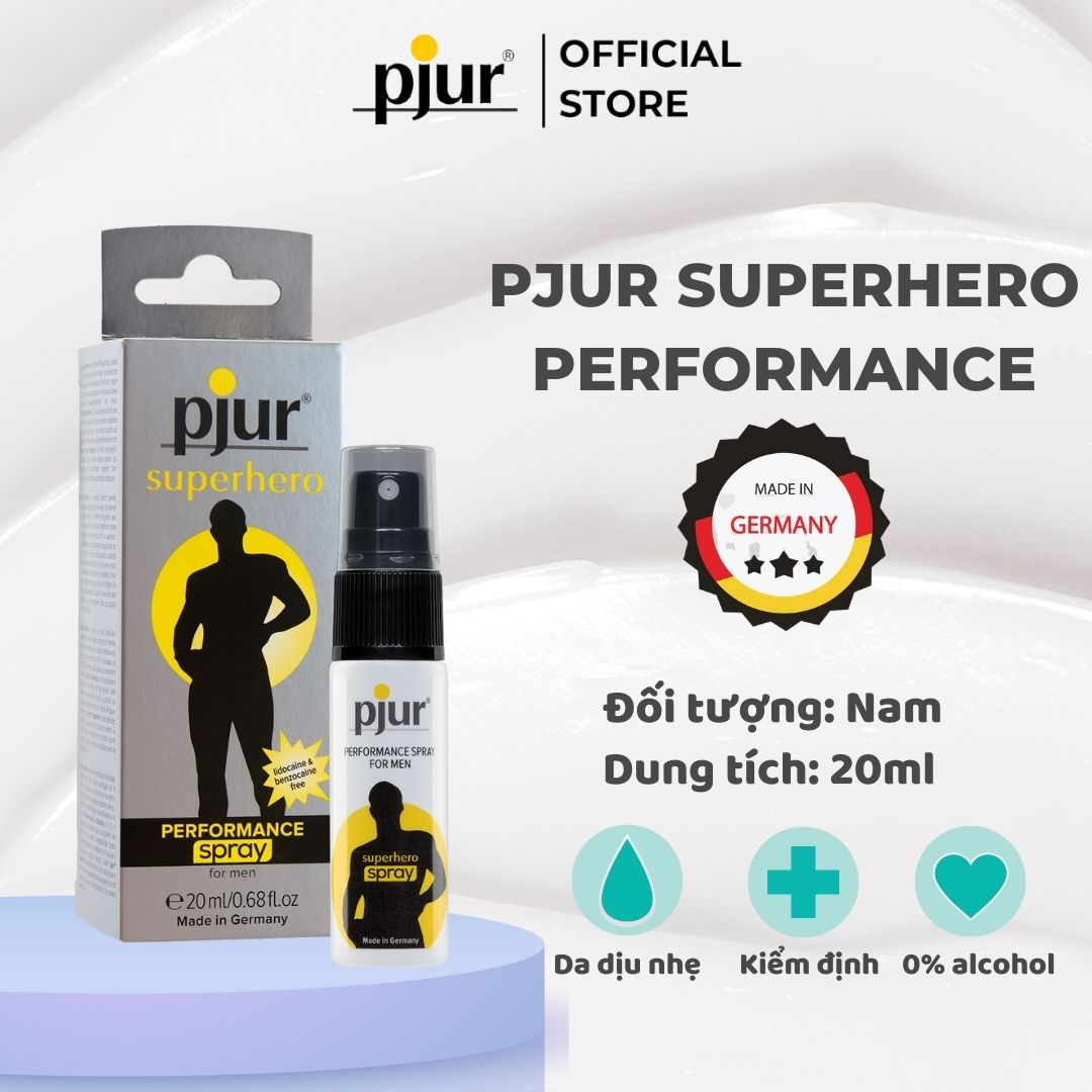 [DATE 7/2025] Xịt trì hoãn, kéo dài thời gian ontop sớm cho nam giới Pjur superhero Performance Chai 20ml lành tính an toàn