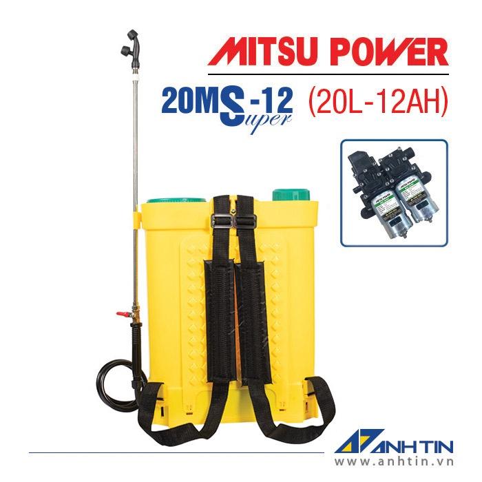 Bình xịt điện tưới cây, khử trùng Mitsu Power 20MS-12 Super | Dung tích 20 lít | 12V-12AH - Bơm đôi