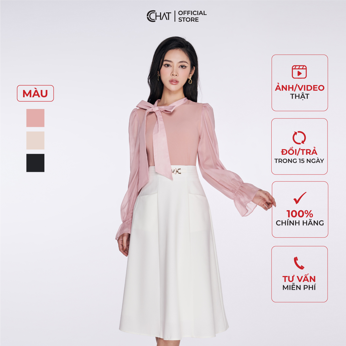 Mua Áo Kiểu Ôm Phối Tay Cổ Buộc Chất Liệu Thun Cao Cấp 22TDC8010OT - Đen - M tại CCHAT OFFICIAL STORE Mua Áo Kiểu Ôm Phối Tay Cổ Buộc Chất Liệu Thun Cao Cấp 22Tdc8010Ot - Đen - M Tại Cchat Official Store