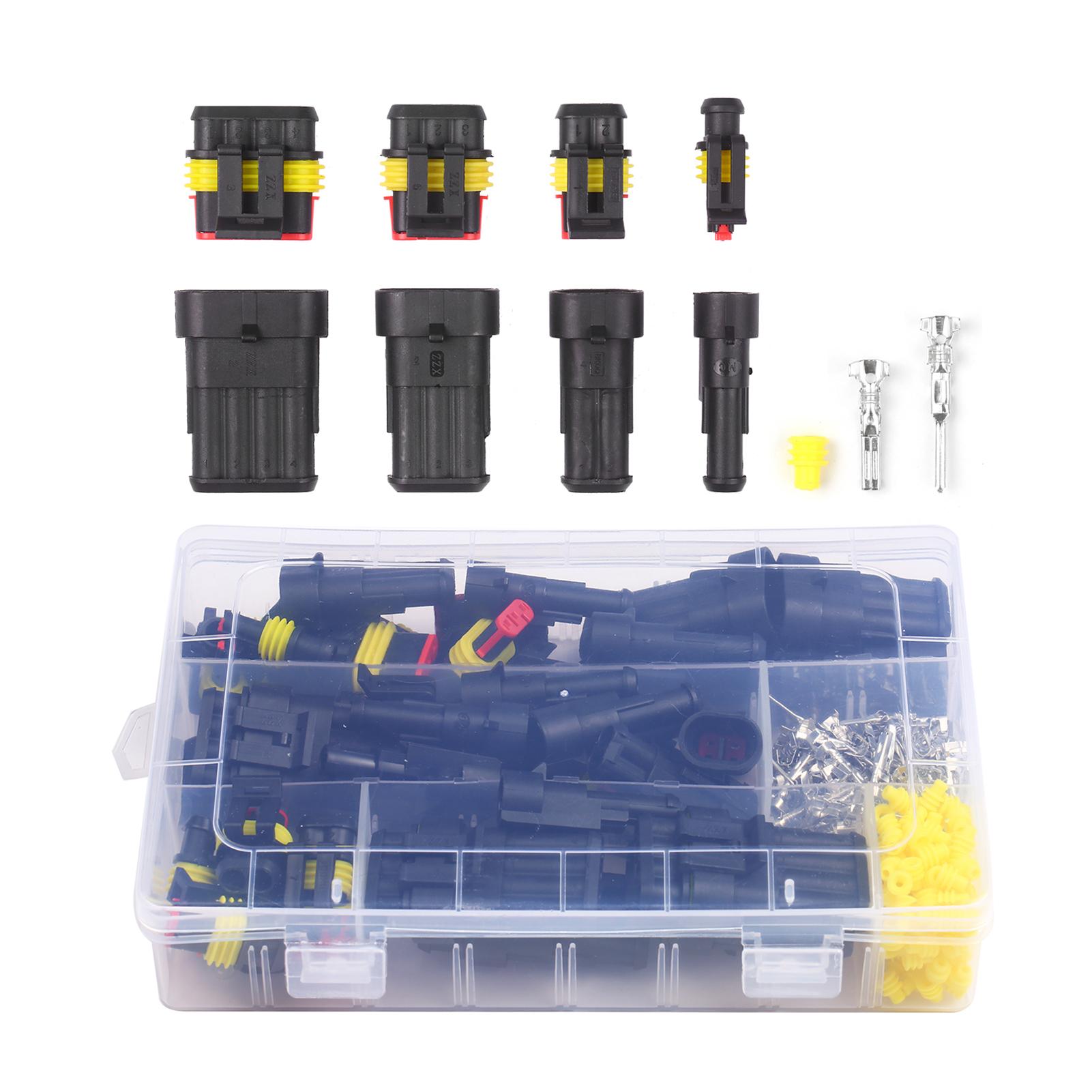 306PCS/Box Waterproof Electrical Connectors 1/2/3/4 Pin Electrical Terminals Pin Way Wire Connector Plug Connections for