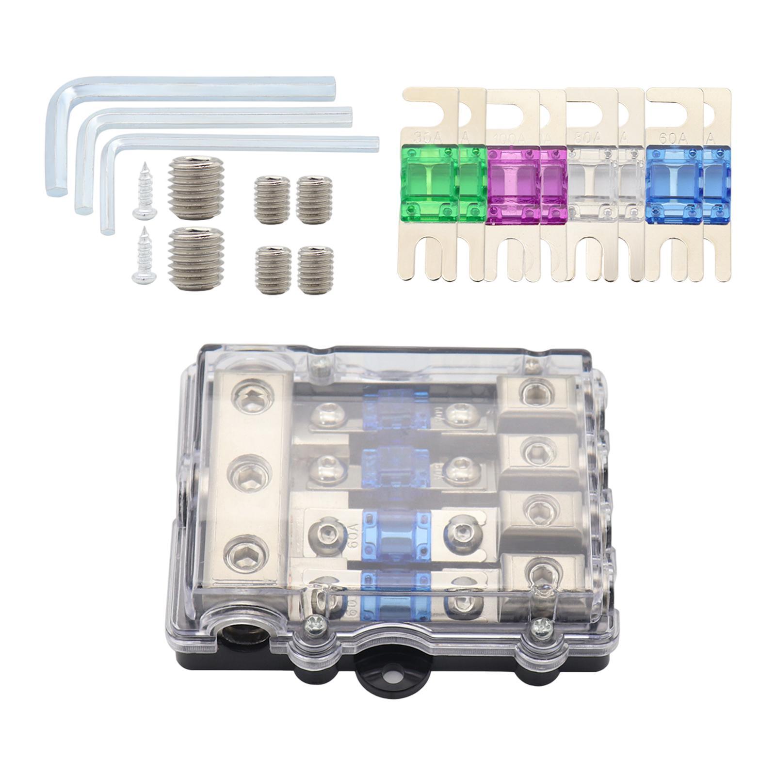 Fused Power Distribution Block Set Fuse Box Anl Fuse Holder Automotive Accessories for Auto Boat Stereo Amp Replacements