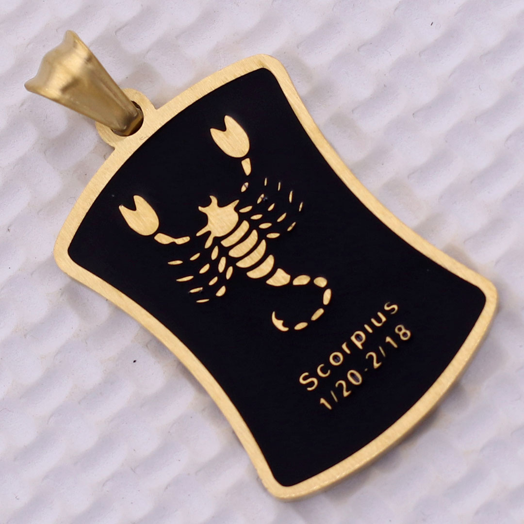 Mặt dây chuyền cung Hổ Cáp - Scorpius inox vàng kèm dây chuyền inox vàng, Cung hoàng đạo