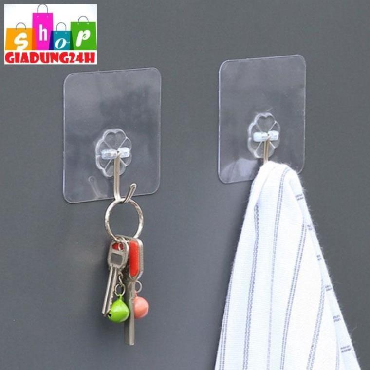 Móc dán chịu lực TRONG SUỐT-Móc Dán Tường Siêu Dính Trong Suốt Chịu Lực Tốt 6x6 cm